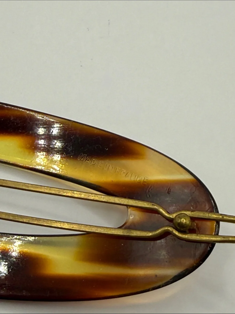 Vintage Made in France Brown Tortoise Shell Large Hair Barrette Clip